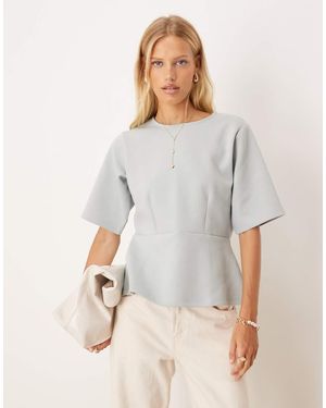 ASOS Loose Boxy Peplum Co Ord Top - Grey