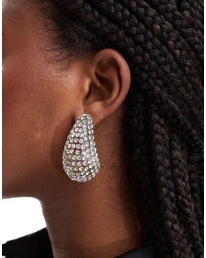 ASOS Oversized Stud Earrings With All Over Crystal Molten Detail - Brown