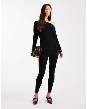 Miss Selfridge Slouchy Asym Jumpsuit - Black