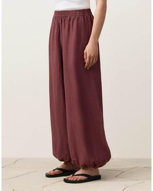 Oysho 100% Linen Bloomer Trousers - Red