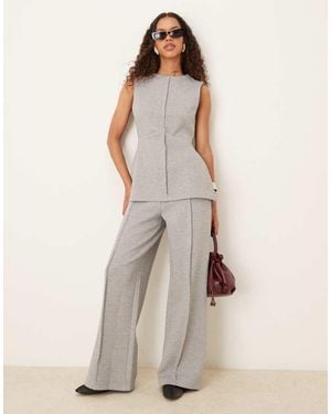 ASOS Joggers Gris Jaspeado De Pernera Ancha De Tejido Efecto Neopreno De (Parte De Un Conjunto) - Neutro