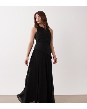 Forever New Vestido Largo Con Godets De - Negro