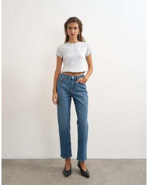 TOPSHOP Orson Jeans Dritti Alla Caviglia Comfort Stretch - Blu