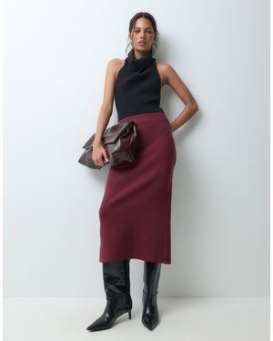 Object Structu Knit Midi Skirt Co-ord - Red