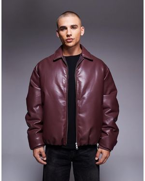 ASOS Faux Leather Bomber Jacket - Purple
