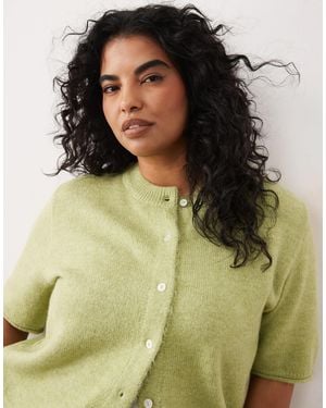 ASOS Asos Design Curve Lightweight Relaxed Short Sleeve Cardigan - Green