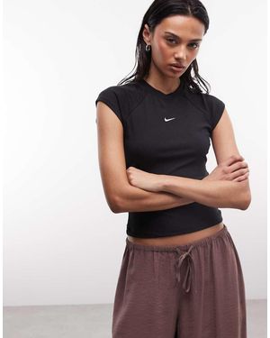 Nike Top De Punto De Canalé Chill De - Negro