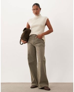 ASOS Asos Design Petite Straight Wide Leg Jeans - Natural