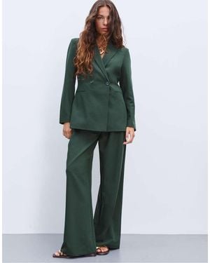 Stradivarius Slim Fit Double-breasted Blazer - Green