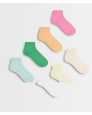 Lindex 7 Pack Ribbed High Ankle Socks - White