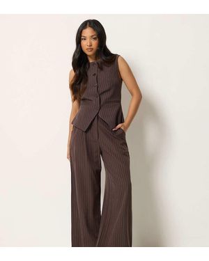 PixieGirl Petite Pinstripe Trousers - Brown
