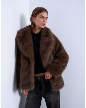 TOPSHOP Kort Jack Van Imitatiebont Met Knopen - Bruin