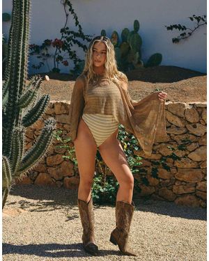 South Beach X Liv Silverman Crochet Poncho - Green