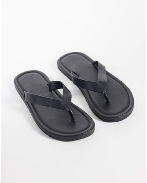 Mango 100% Leather Flip Flops - Gray