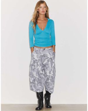Stradivarius Bermudashort Van Twill Met Print - Blauw