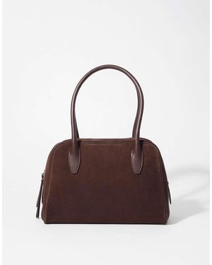 & Other Stories Suede Leather Nano Bowling Bag - Brown