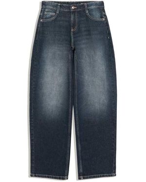 Bershka Low-Rise Barrel Jeans - Blue