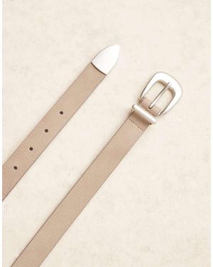 ASOS Faux Leahter Skinny Belt With Curve Buckle And Metal Tip - Brown