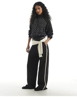 River Island Polka Dot Jacquard Joggers - Black