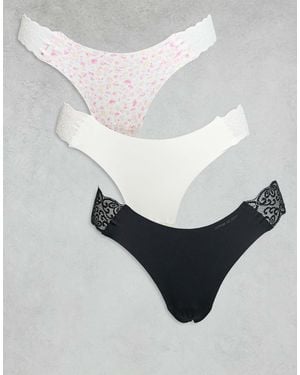 Cotton On Cotton On 3 Pack Of Seamless Lingerie Thong Briefs - White