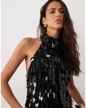 ASOS Leaf Embellished Halter Top - Black
