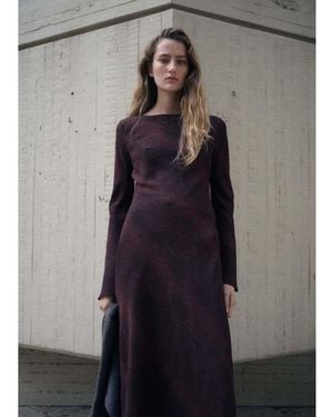 Mango Vestido Largo De Manga Larga Con Estampado De Serpiente De -Rojo - Negro