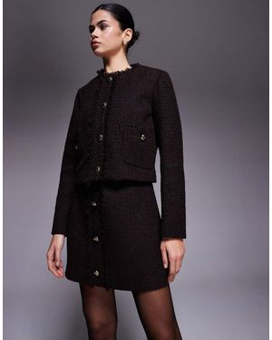 River Island Minifalda Negra De Bouclé Con Botones En La Parte Delantera De - Gris