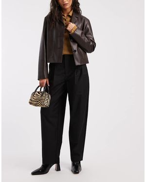 Object Pleat Front Barrel Leg Detail Trouser - Black