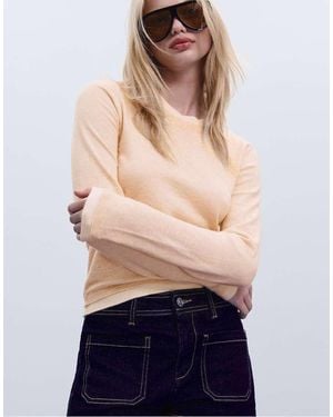 Stradivarius Gebreide Sweater Met Contrasterende Randen - Blauw