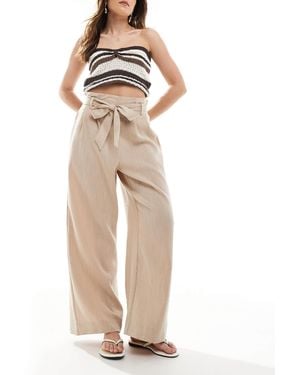 ONLY Tie Waist Wide Leg Pants - Natural