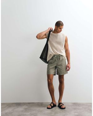 ASOS Wide Linen Blend Shorts - Natural