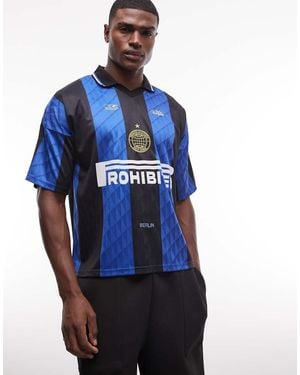 Prohibited Adriano Collared Football Shirt - Blue