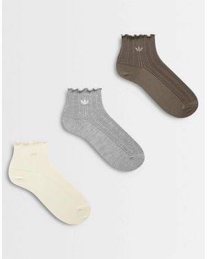adidas Originals Ruffle 3 Pack Ankle Socks - White