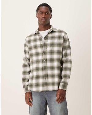Mango 100% Cotton Relaxed Fit Flanel Shirt - Natural