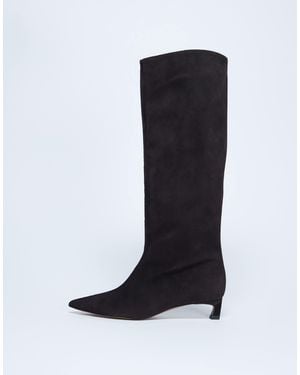 TOPSHOP Sophie Premium Suede Leather Point Toe Knee High Boot - Black