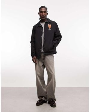 KTZ Ny Mets Coaches Jacket With Back Print - Black