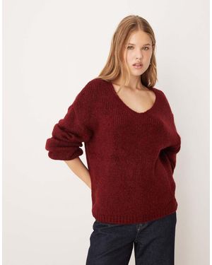 Jdy Jersey Burdeos Extragrande Reversible De Punto De -Rojo