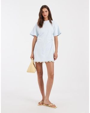 ASOS Cinched Waist Lace Detail Mini Dress - White