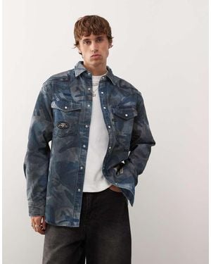 Aape By A Bathing Ape Aape By A Bathing Ape Loose Fit Long Sleeve Denim Shirt - Blue