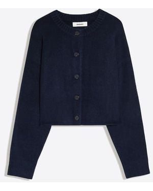 Bershka Round Neck Button-up Knit Cardigan - Blue