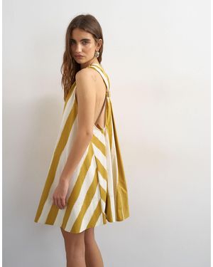 TOPSHOP Poplin Halter Deep Hem Mini Trapeze Dress - White