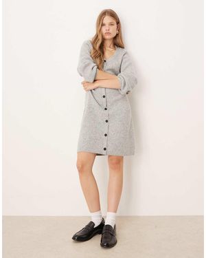 Aware Knitted Button Front Mini Dress - Natural