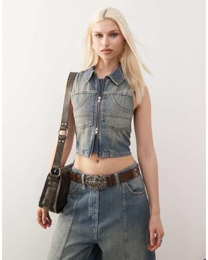 Collusion Iconic Denim Waistcoat Co-Ord - Blue