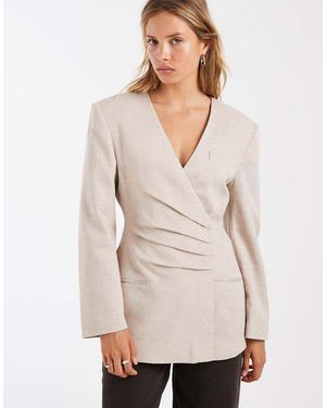 ASOS Blazer Met Geplooide Taille - Naturel