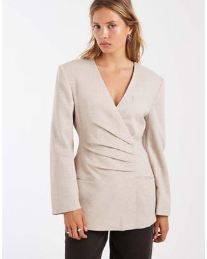 ASOS Pleat Waist Blazer - Natural