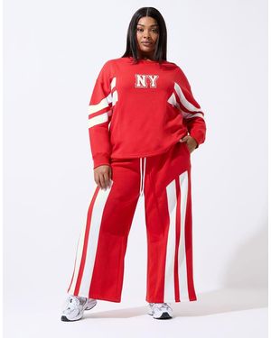 Yours Clothing 'Ny' Stripe Sweatshirt - Red