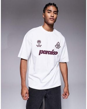 ASOS Oversized T-Shirt Met Grafische Paraiso-Print Op De Voorkant - Wit