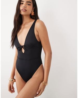 ASOS – maya bora bora – vorne gebundener badeanzug - Weiß