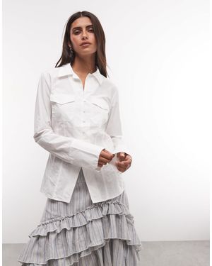 Weekday Slim Fit Shirt With Seam Detail - White