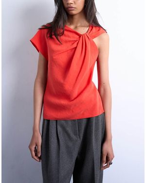 TOPSHOP Super Soft Cupro Knot Detail Top - Red